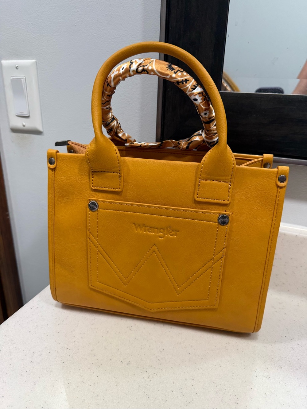 Wrangler Mustard Paisley-Accent Crossbody Tote - Picture 3 of 5